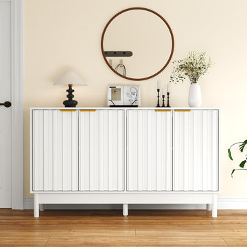 White Fluted Sideboard with Adjustable Storage