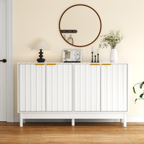 White Fluted Sideboard with Adjustable Storage