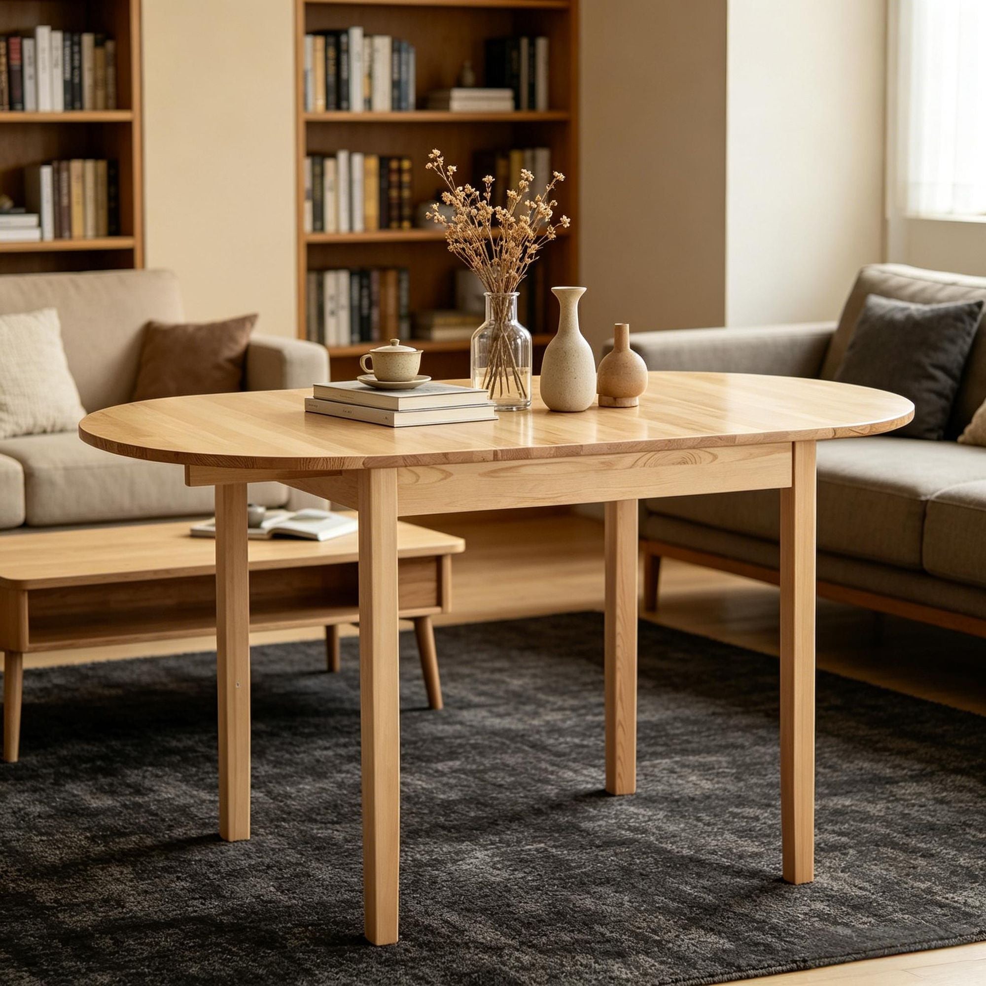 Natural Drop-Leaf Dining Table for Flexible Spaces