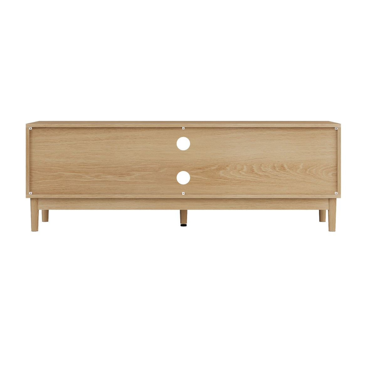 Oak-Tone Slatted Media Console with Storage