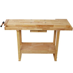 Versatile Wooden Workbench with Storage for DIY and Woodworking Projects