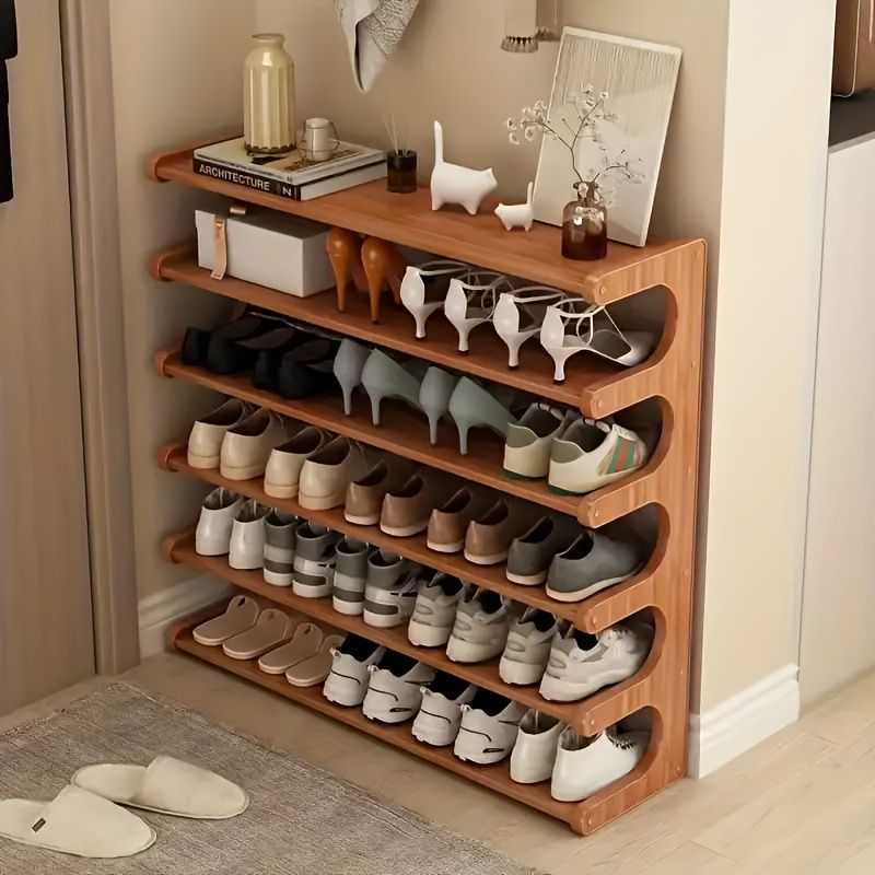 Versatile Multi-Layer Shoe Rack with Wood Grain Finish