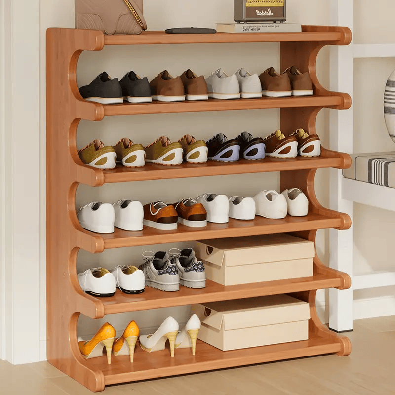 Versatile Multi-Layer Shoe Rack with Wood Grain Finish