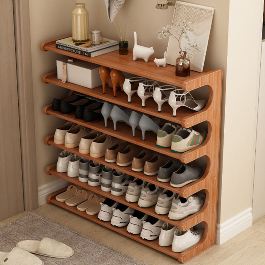 Versatile Multi-Layer Shoe Rack with Wood Grain Finish