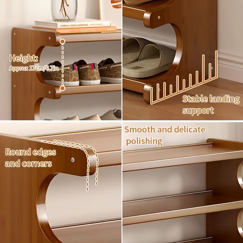 Versatile Multi-Layer Shoe Rack with Wood Grain Finish