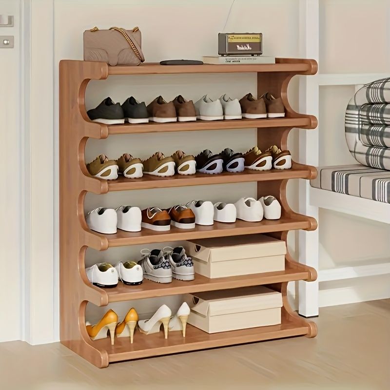 Versatile Multi-Layer Shoe Rack with Wood Grain Finish