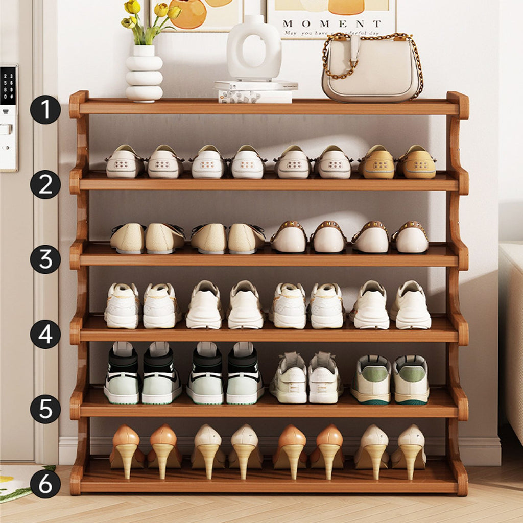 Versatile Multi-Layer Shoe Rack with Wood Grain Finish