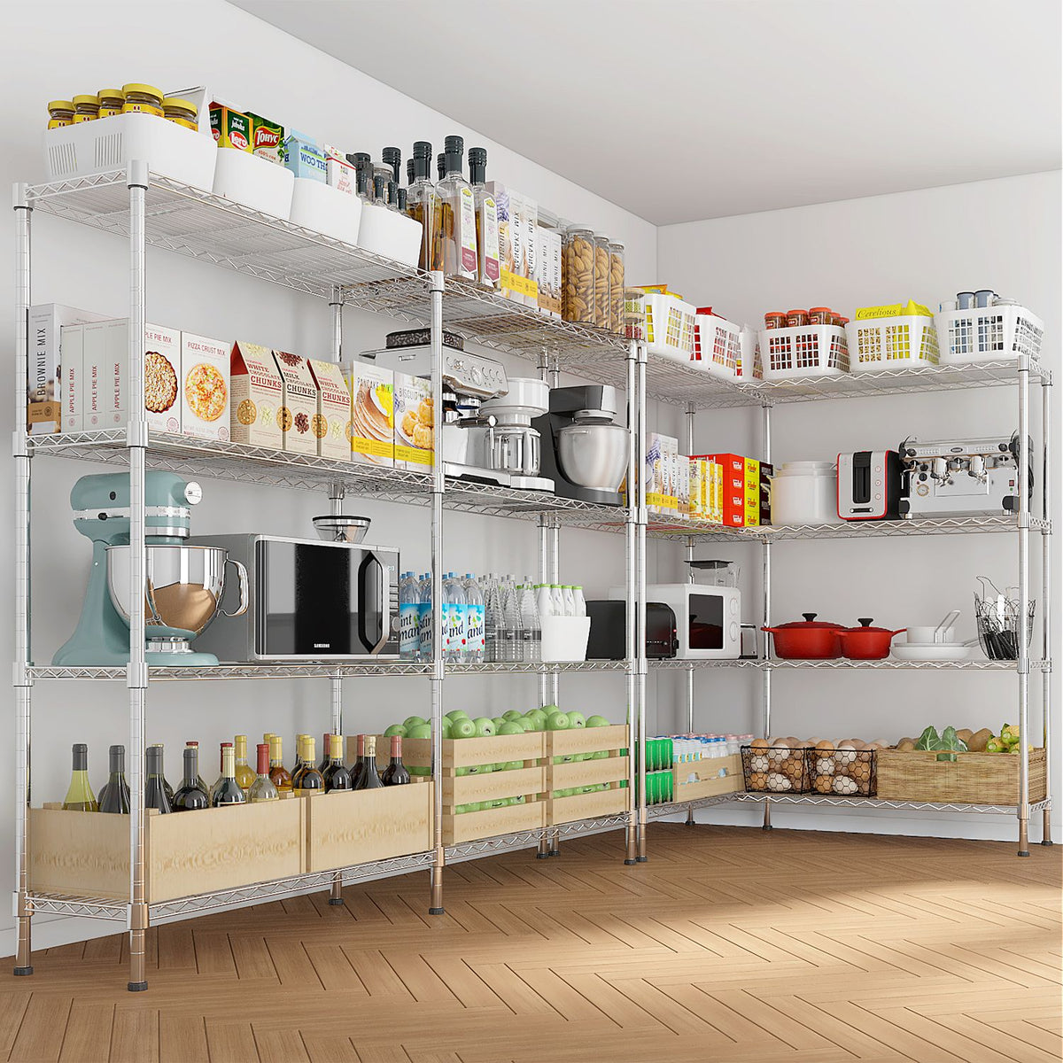 Adjustable Wire Shelving Unit for Kitchens, Garages, and Pantries
