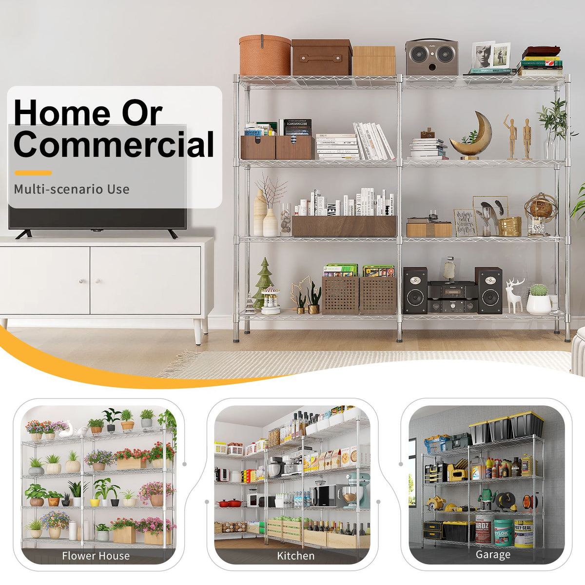 Adjustable Wire Shelving Unit for Kitchens, Garages, and Pantries
