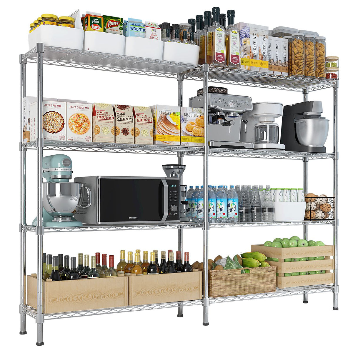 Adjustable Wire Shelving Unit for Kitchens, Garages, and Pantries