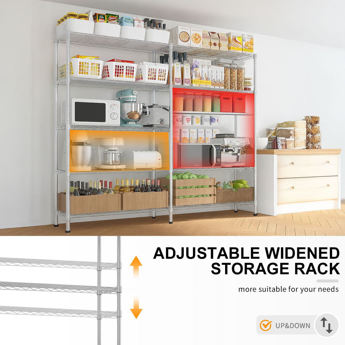 Adjustable Wire Shelving Unit for Kitchens, Garages, and Pantries