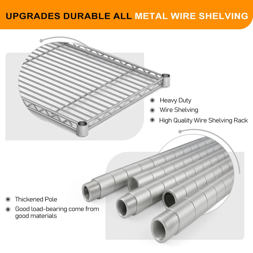 Adjustable Wire Shelving Unit for Kitchens, Garages, and Pantries