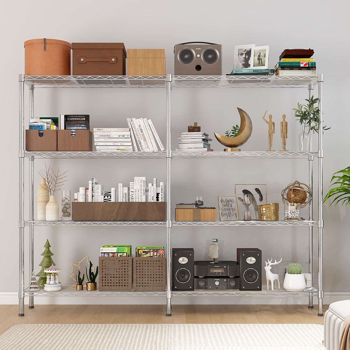 Adjustable Wire Shelving Unit for Kitchens, Garages, and Pantries