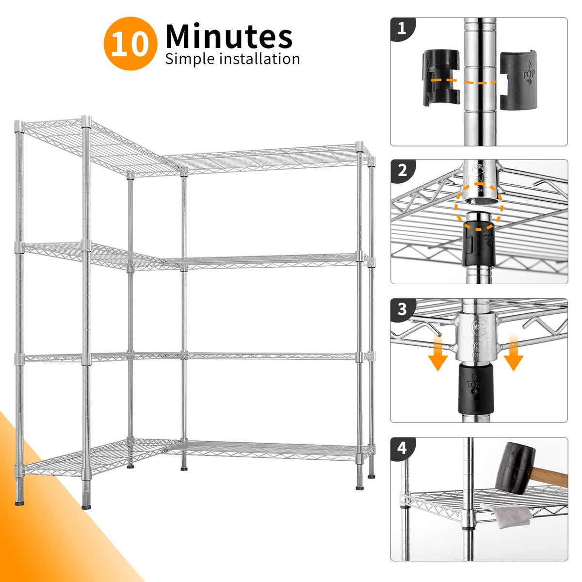 Adjustable Wire Shelving Unit for Kitchens, Garages, and Pantries