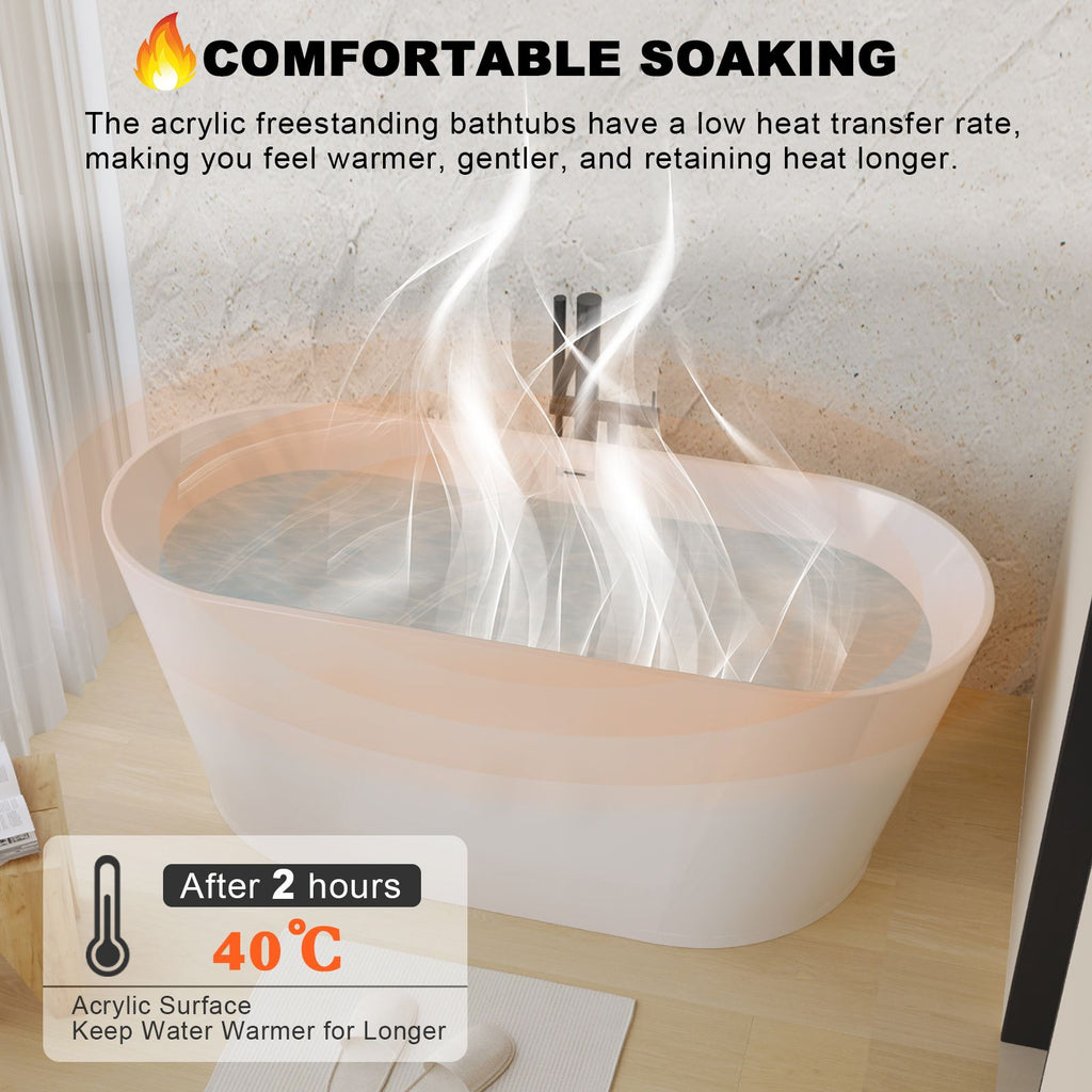 Glossy Freestanding Soaking Tub with Modern Lines