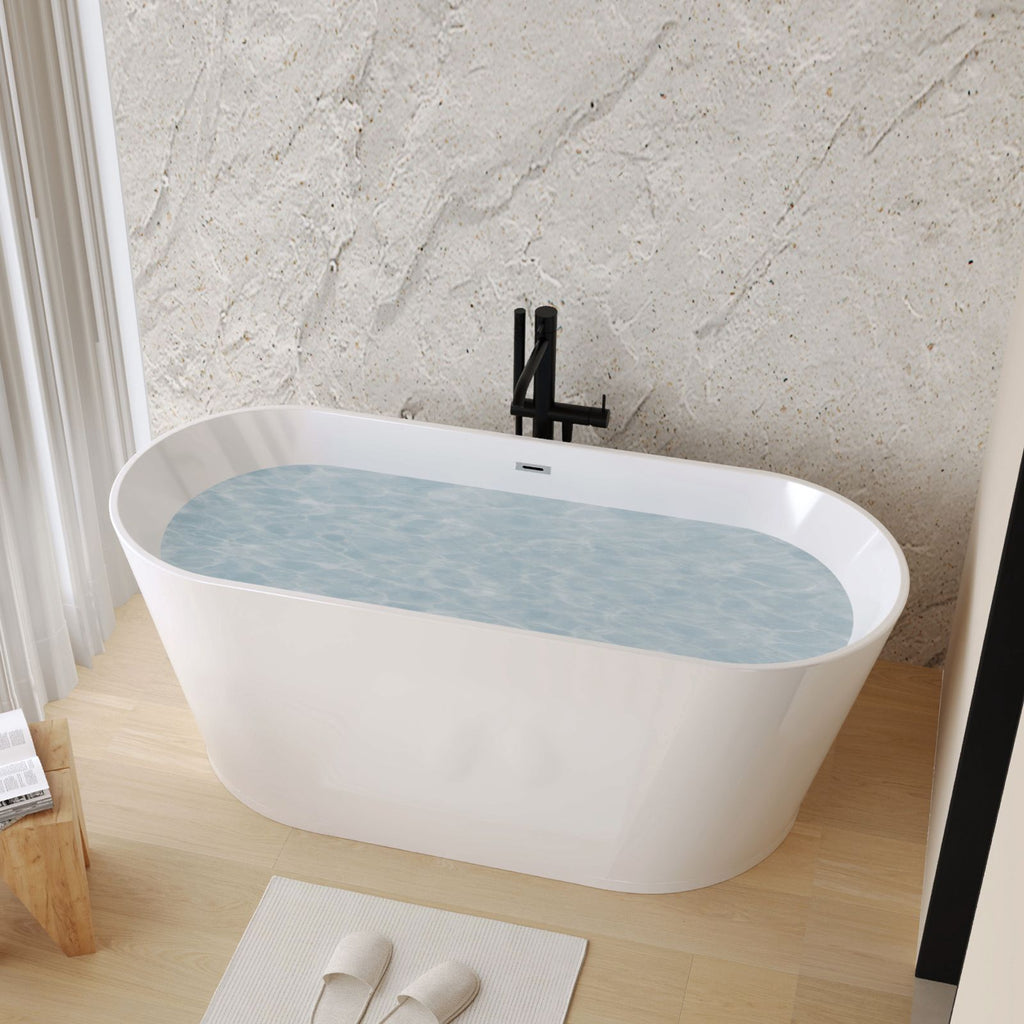 Glossy Freestanding Soaking Tub with Modern Lines