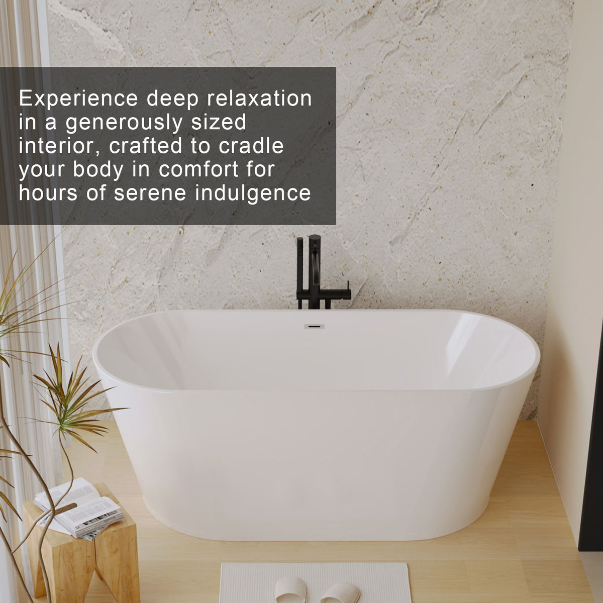 Glossy Freestanding Soaking Tub with Modern Lines