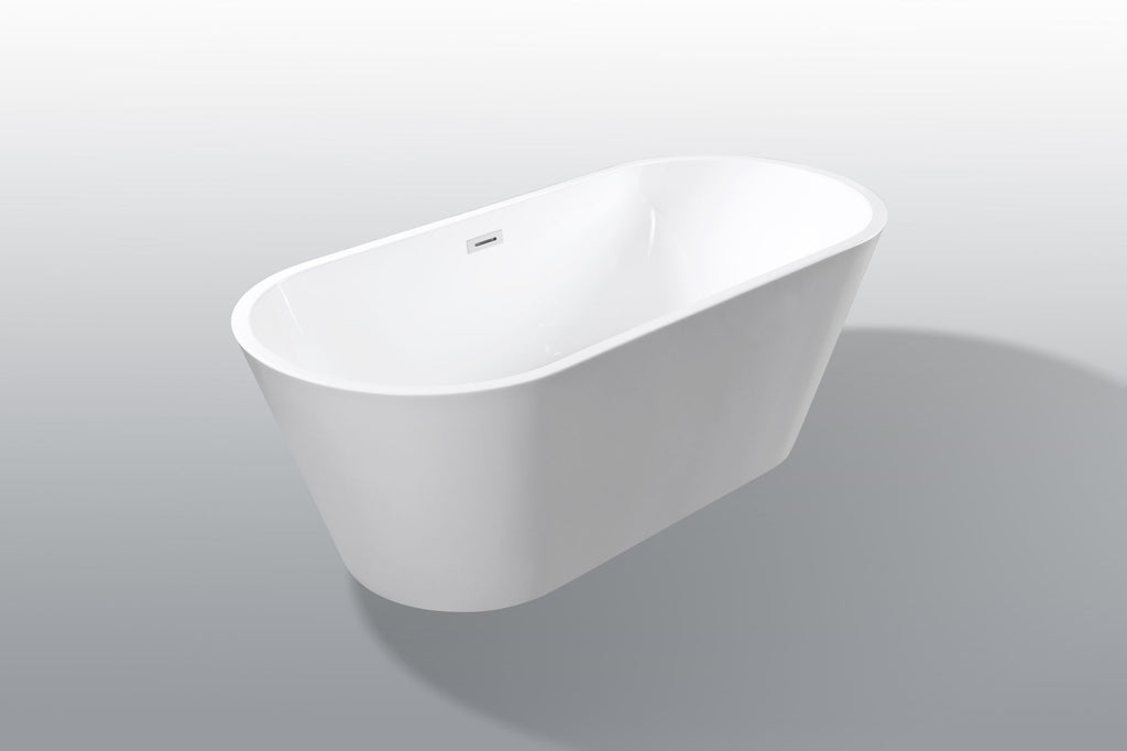 Glossy Freestanding Soaking Tub with Modern Lines