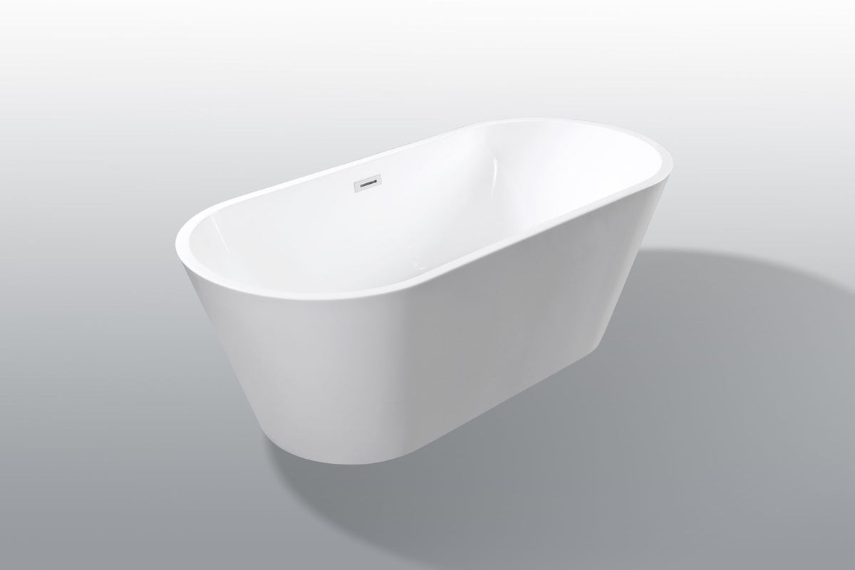 Glossy Freestanding Soaking Tub with Modern Lines