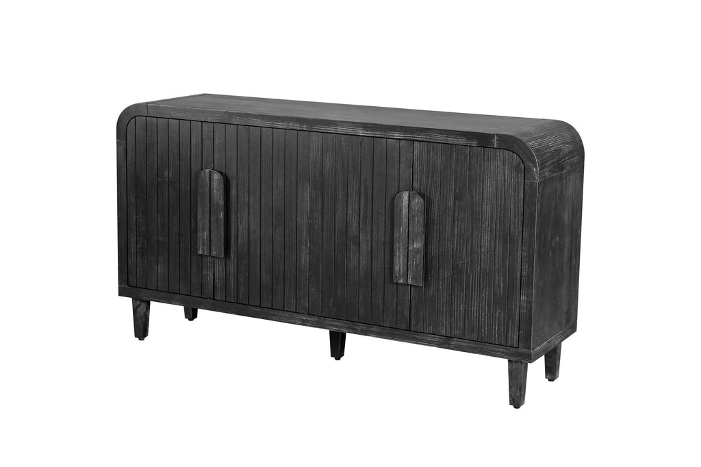 Vintage Four-Door Storage Cabinet with Curved Arc Design and 180-Degree Hinges