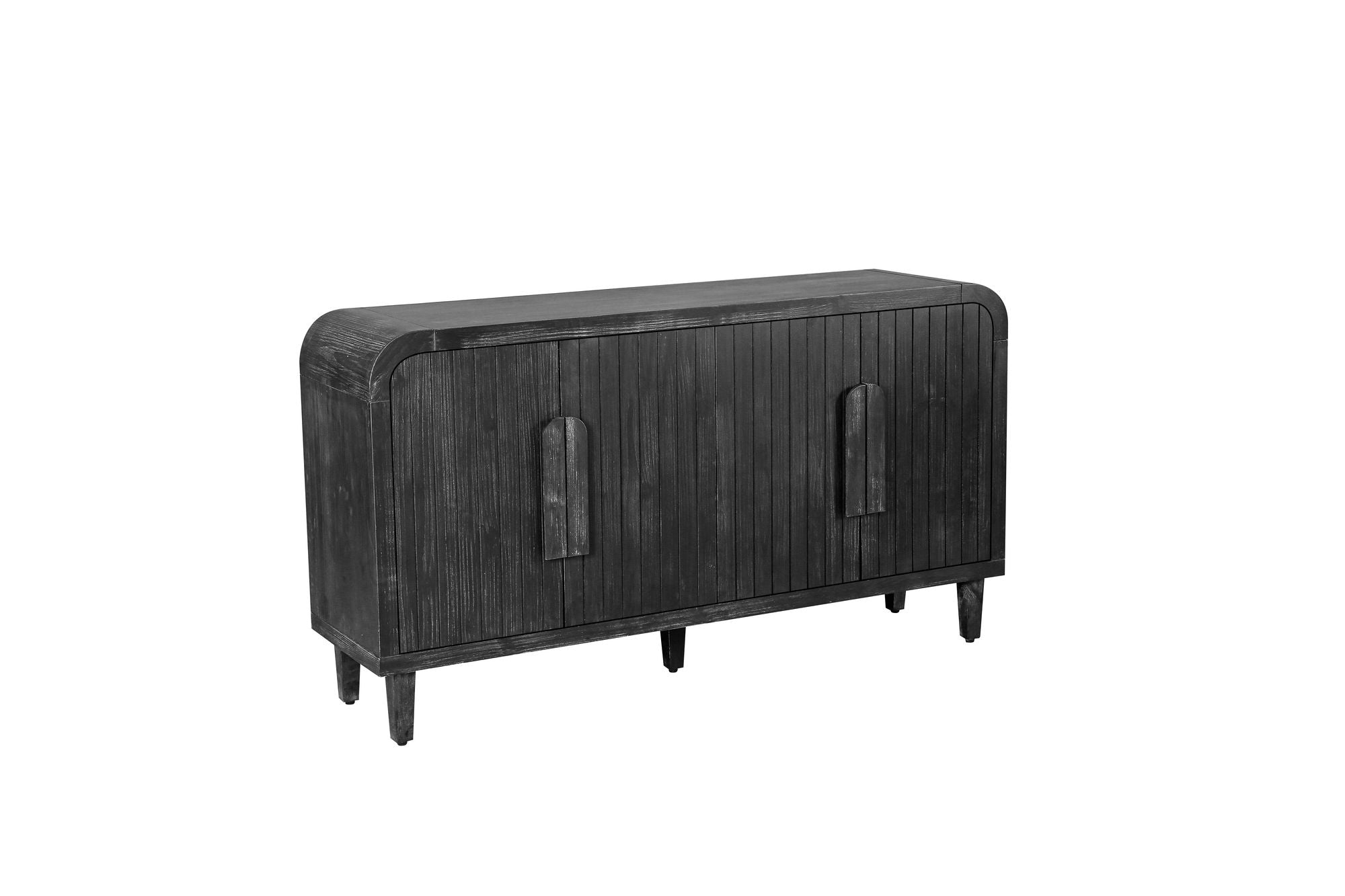 Vintage Four-Door Storage Cabinet with Curved Arc Design and 180-Degree Hinges