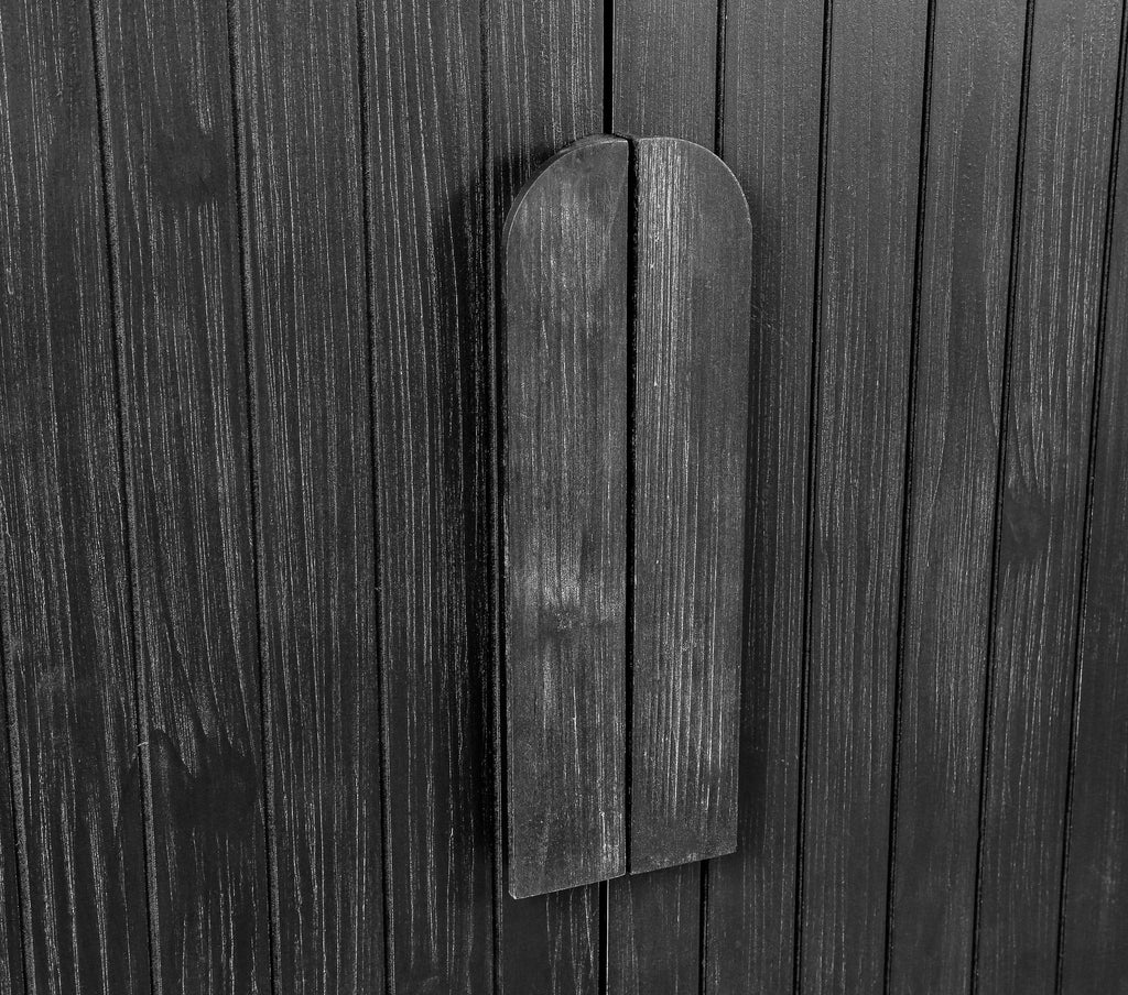 Vintage Four-Door Storage Cabinet with Curved Arc Design and 180-Degree Hinges