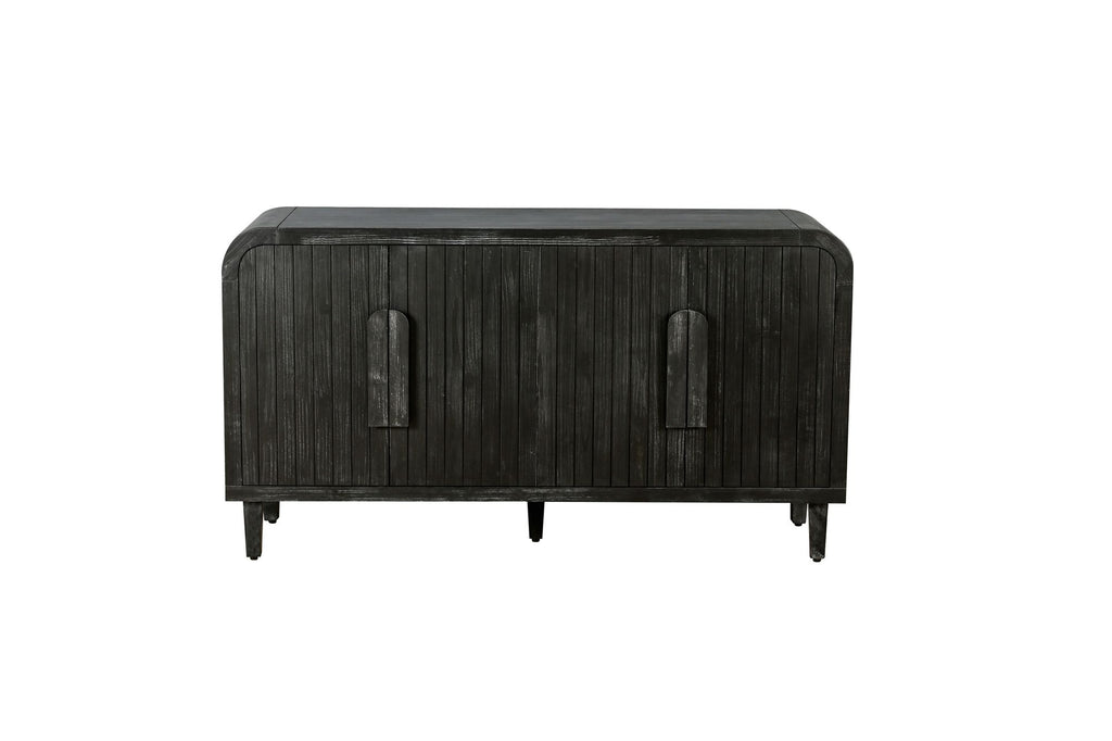 Vintage Four-Door Storage Cabinet with Curved Arc Design and 180-Degree Hinges