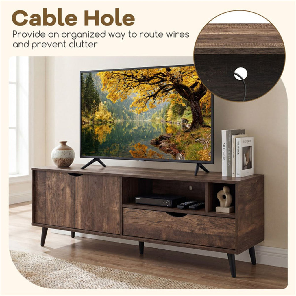 Rustic Media Console with Cabinet, Drawer, and Shelves