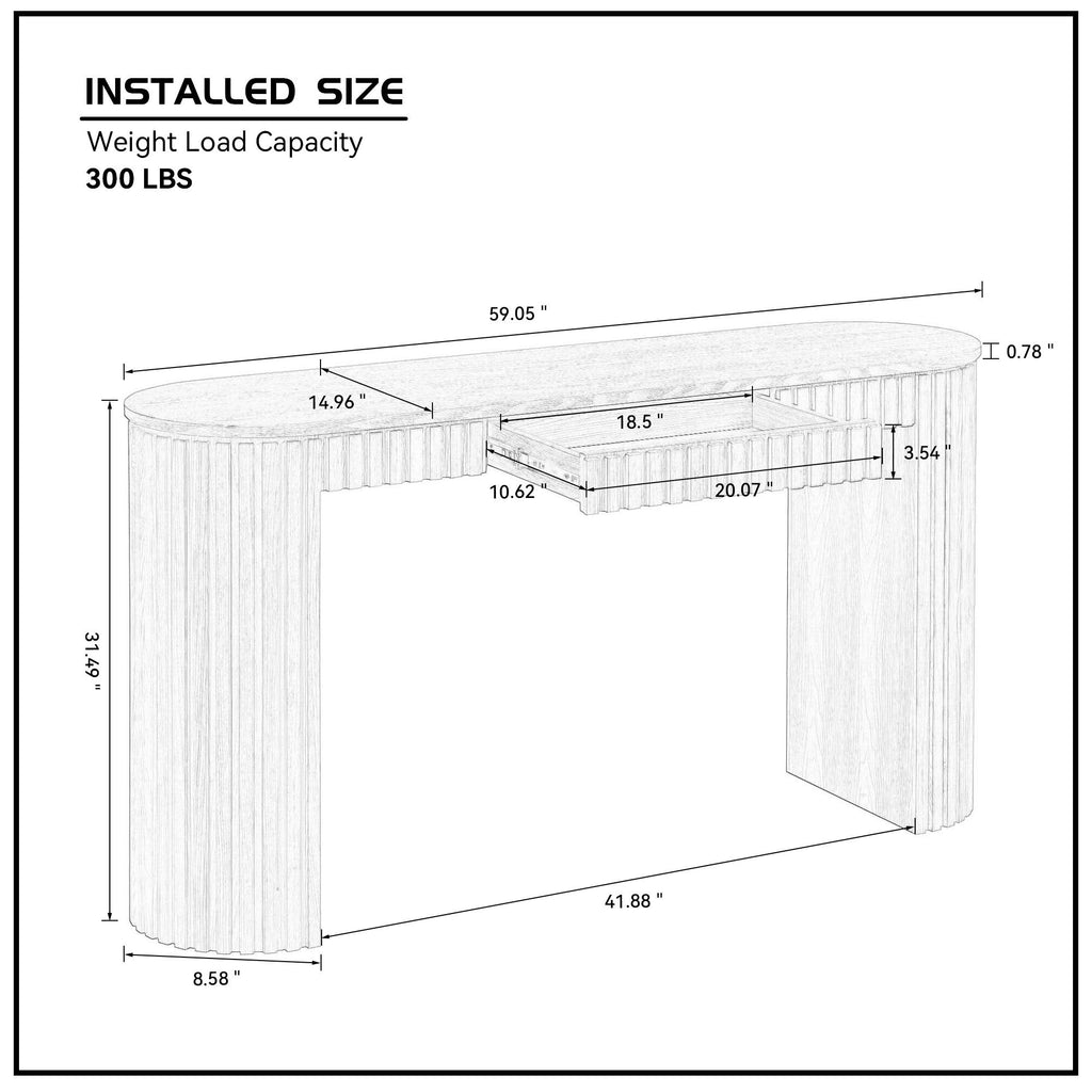 Modern Curved Console Table with Drawer