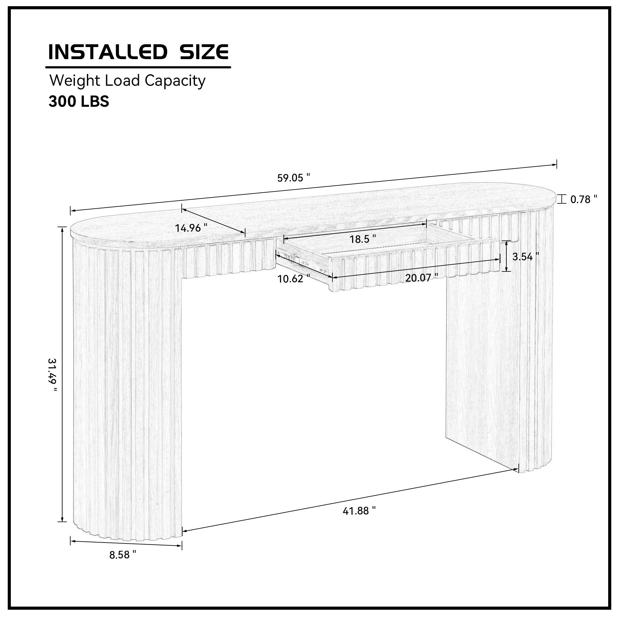 Modern Curved Console Table with Drawer