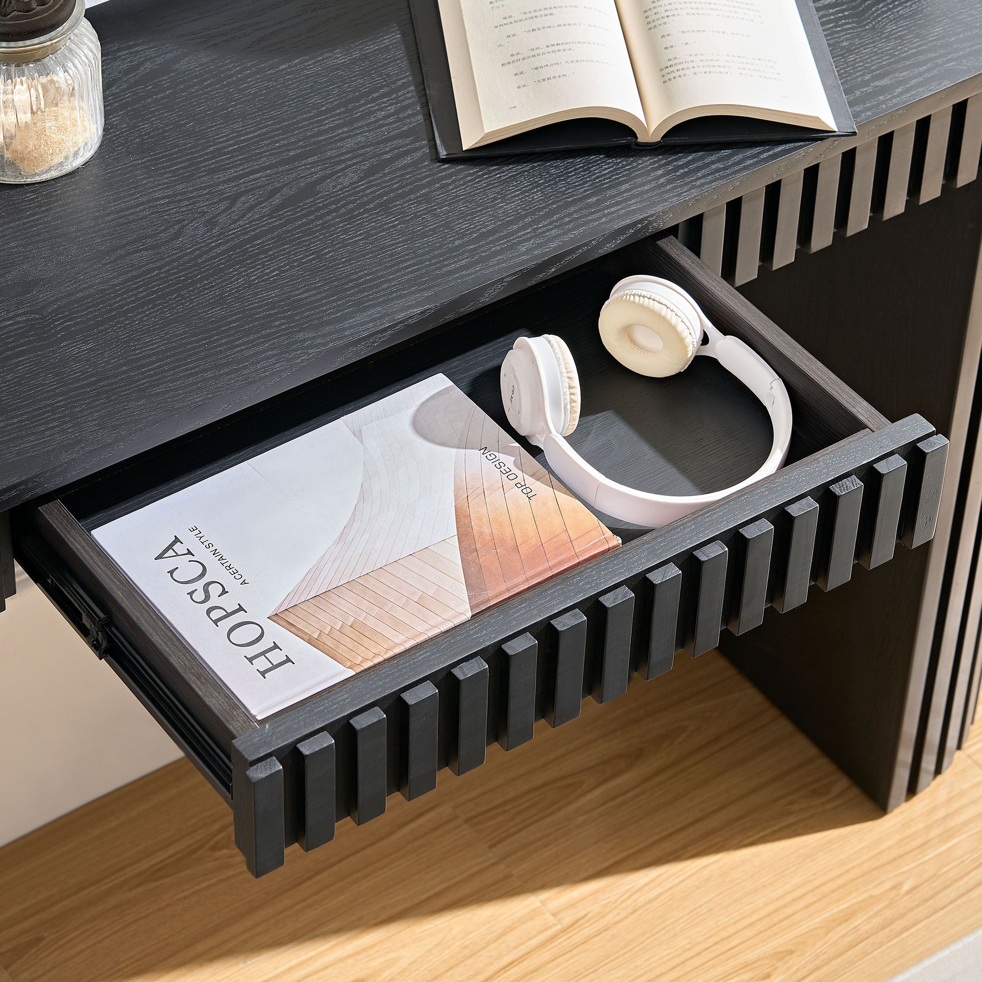Modern Curved Console Table with Drawer