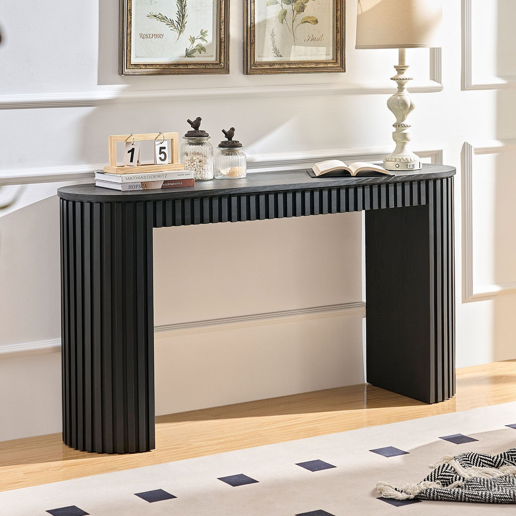 Modern Curved Console Table with Drawer