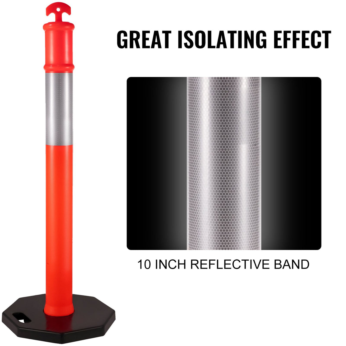 Traffic Delineator Post Kit with Reflective Band – 5 Pack