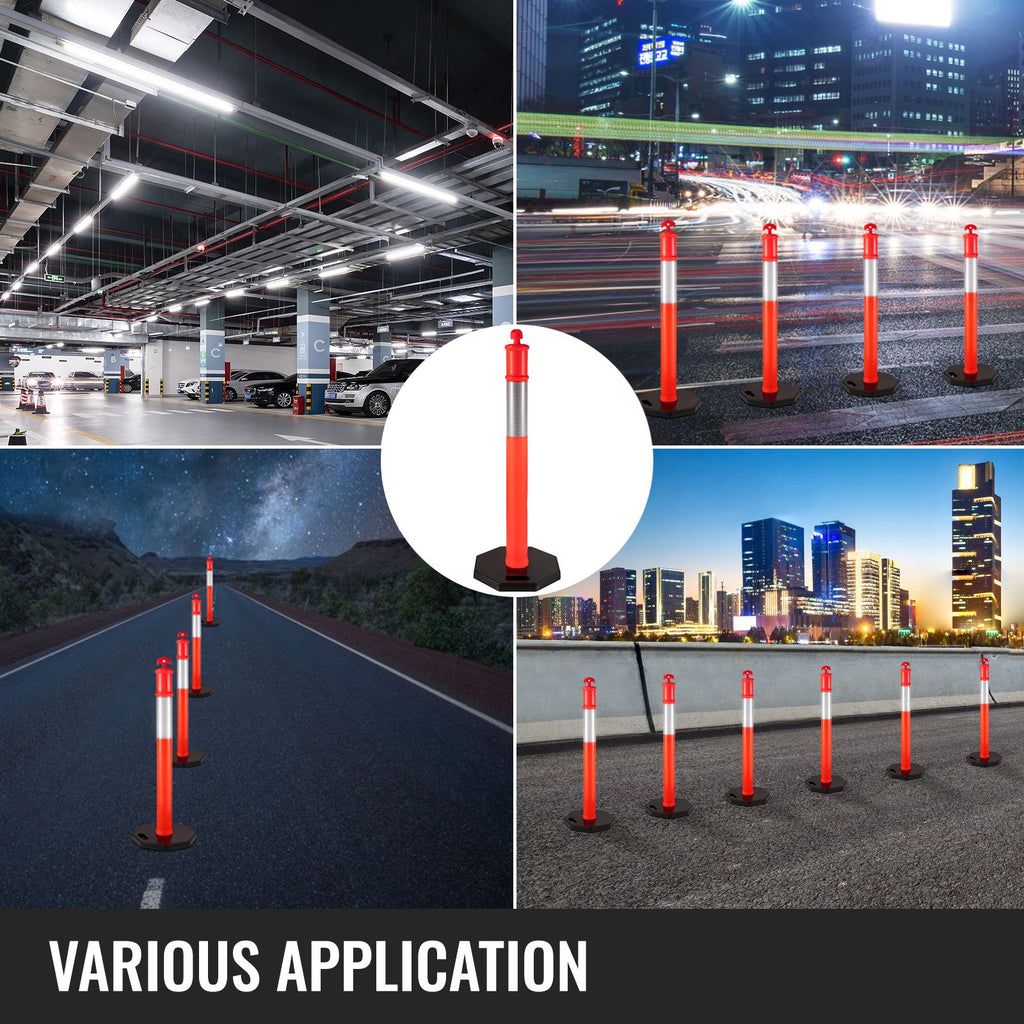 Traffic Delineator Post Kit with Reflective Band – 5 Pack
