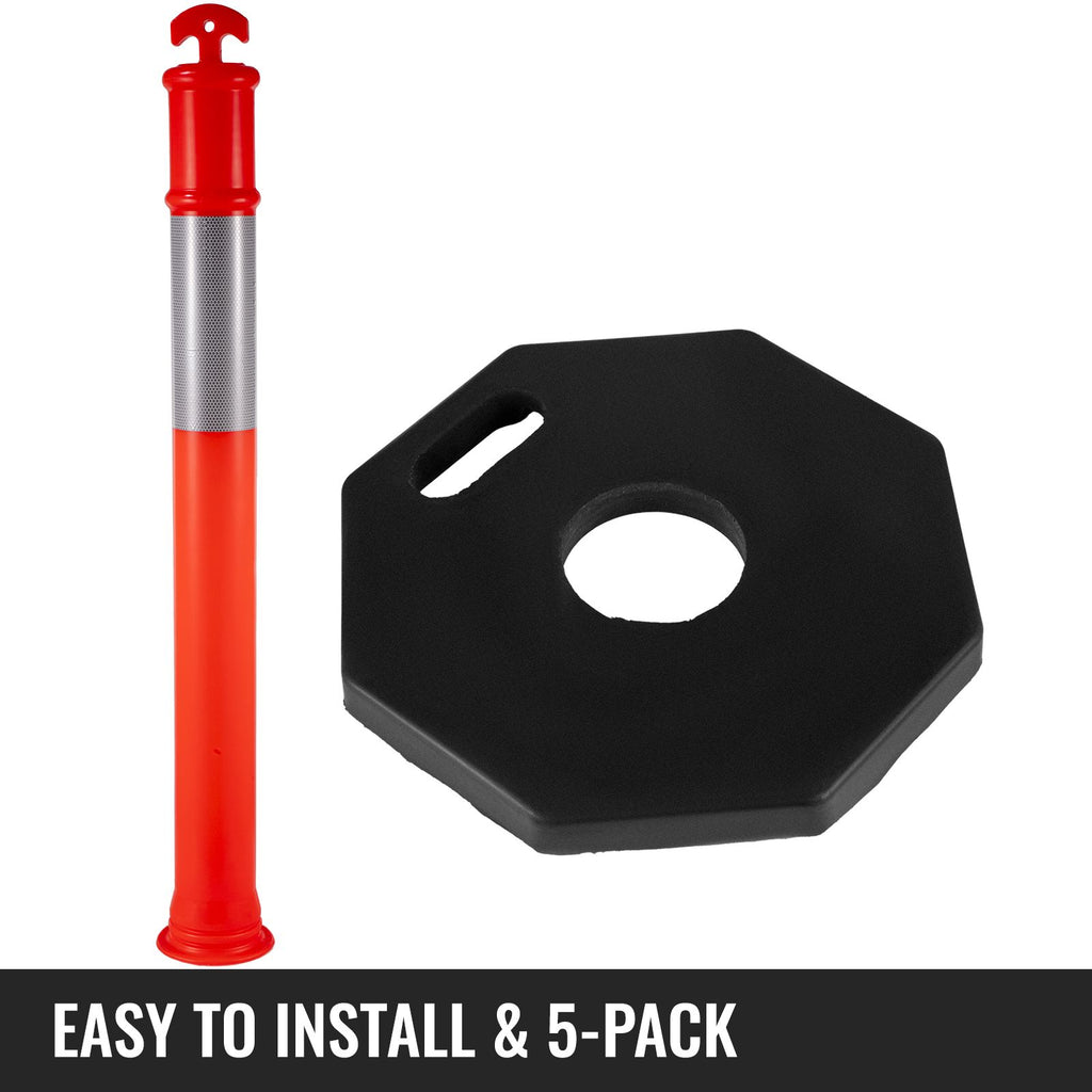 Traffic Delineator Post Kit with Reflective Band – 5 Pack
