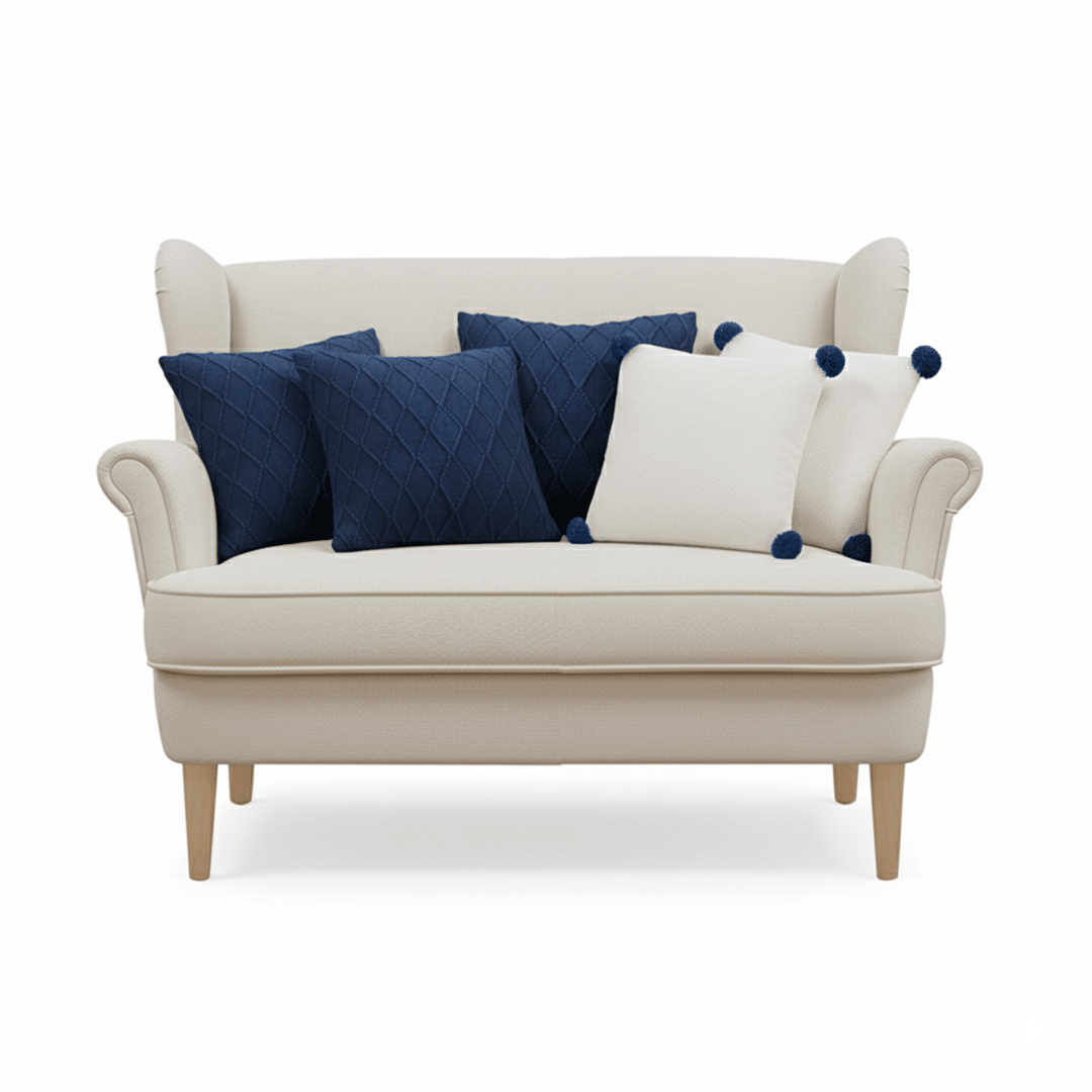 Navy and Cream Textured Pillow Cover Set
