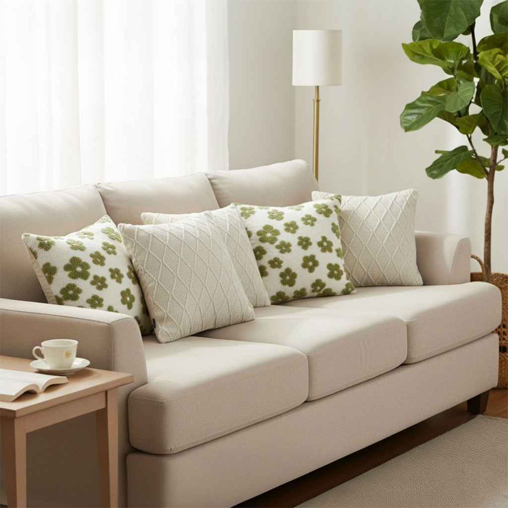 Cable Knit Diamond and Garden Bloom Pillow Cover Set