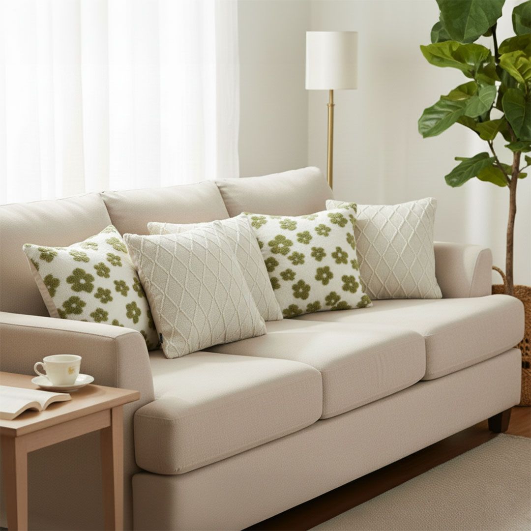Cable Knit Diamond and Garden Bloom Pillow Cover Set
