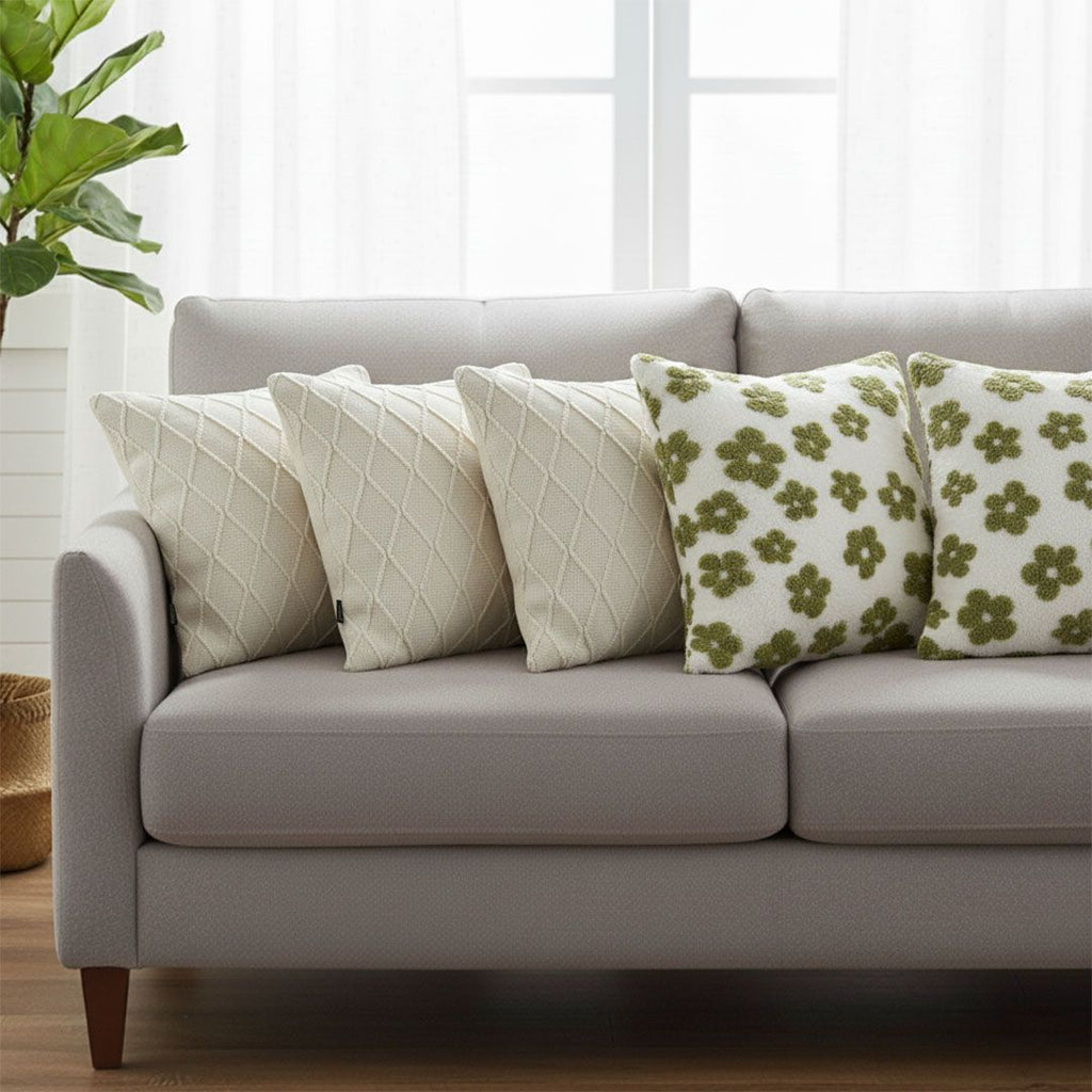 Cable Knit Diamond and Garden Bloom Pillow Cover Set