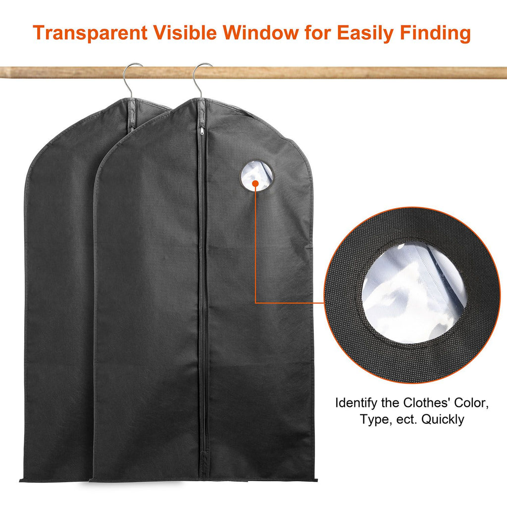 5-Pack 39- Garment Bags with Front Zipper and Transparent Window