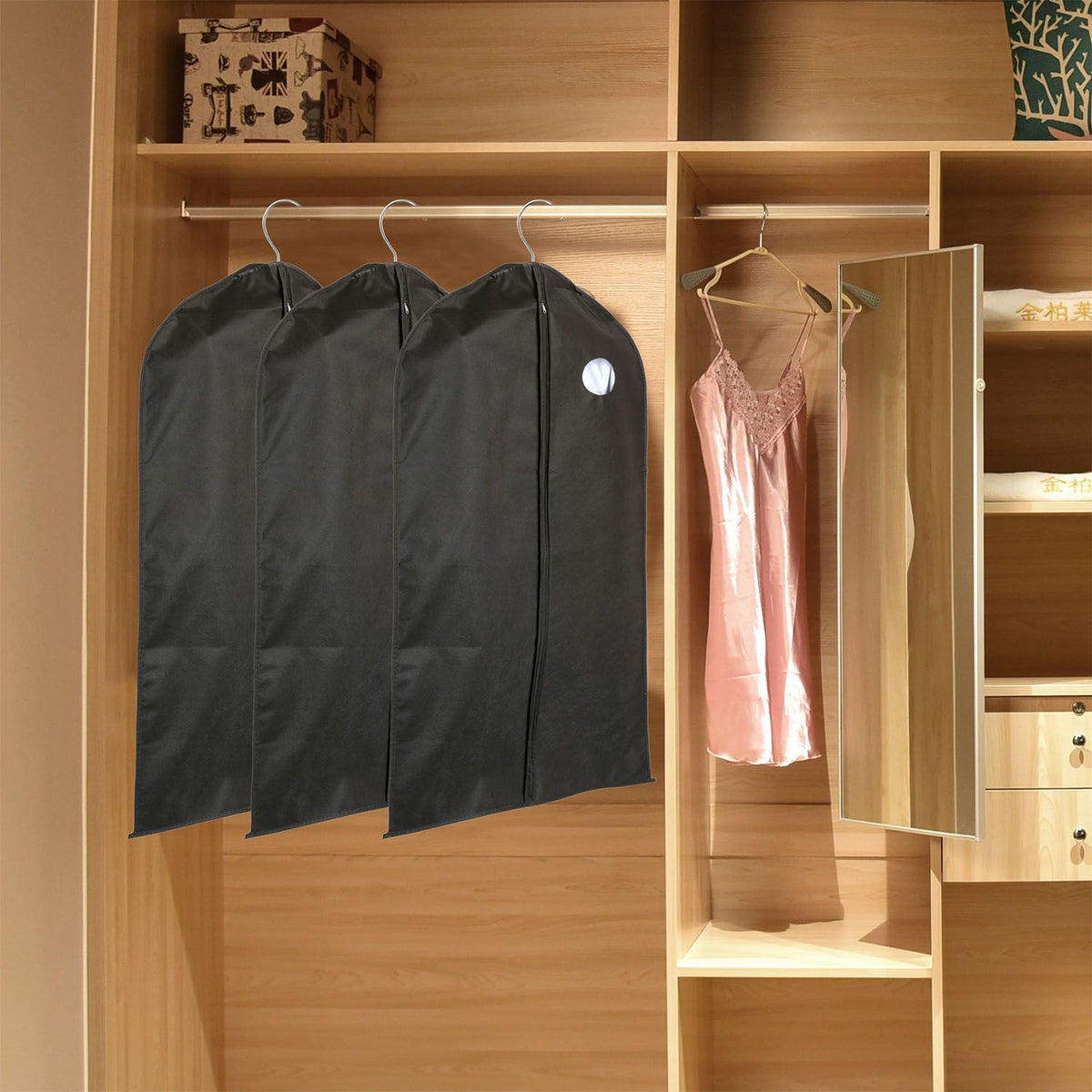 5-Pack 39- Garment Bags with Front Zipper and Transparent Window