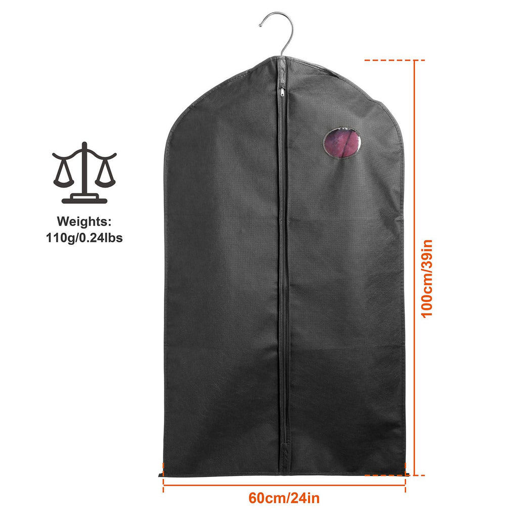 5-Pack 39- Garment Bags with Front Zipper and Transparent Window