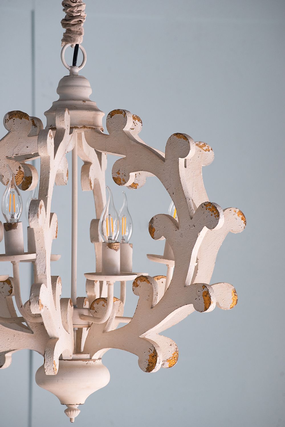 Weathered White Country-Style Chandelier