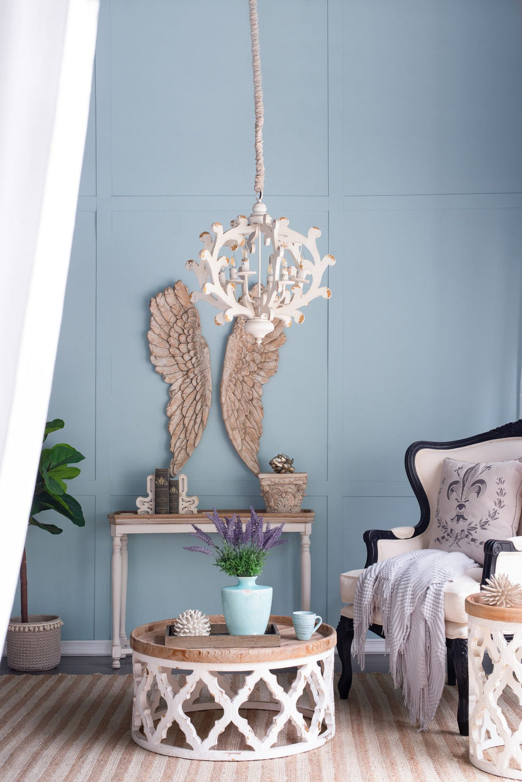 Weathered White Country-Style Chandelier