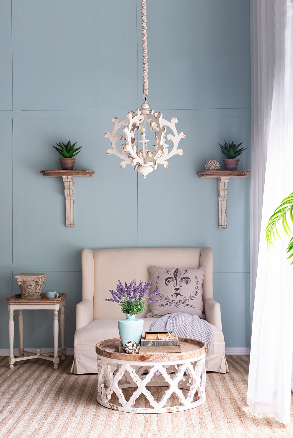 Weathered White Country-Style Chandelier