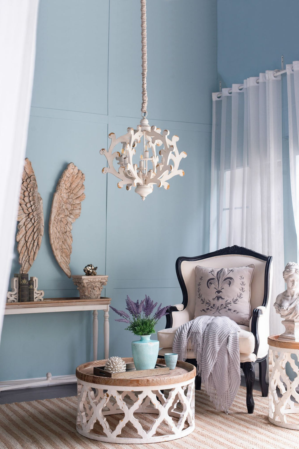 Weathered White Country-Style Chandelier