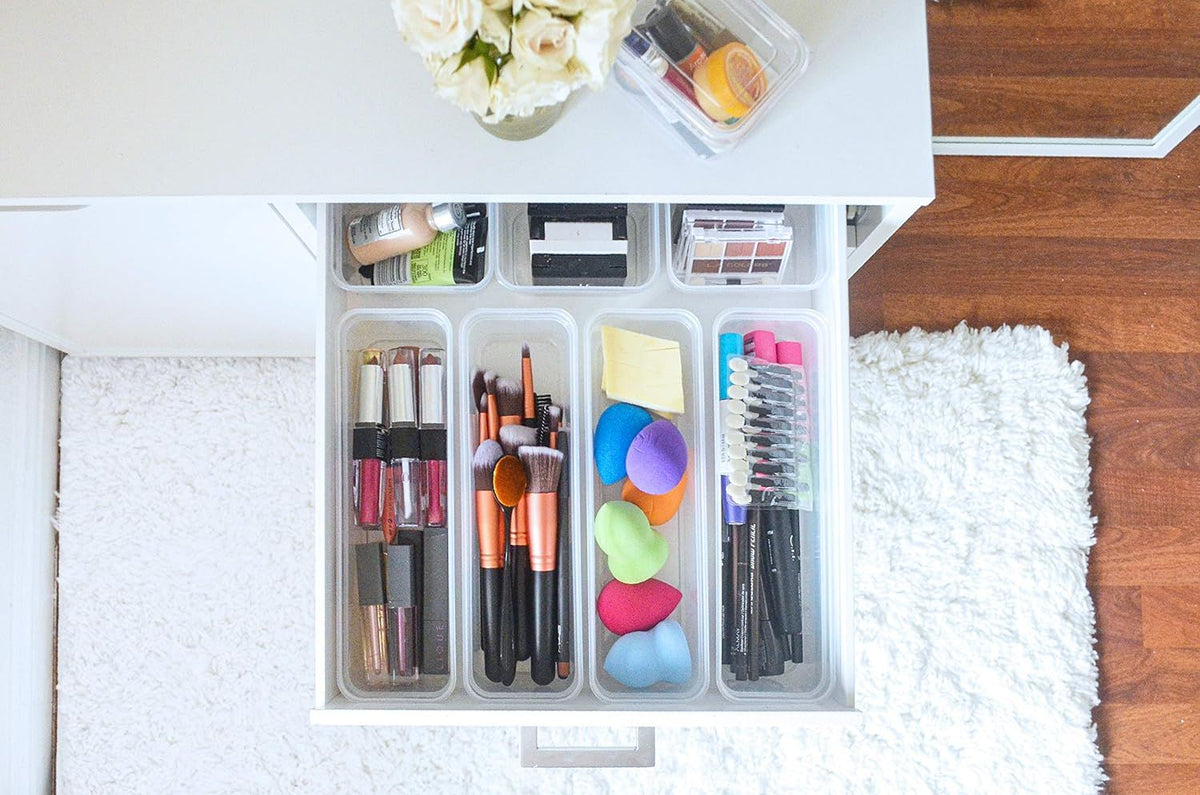 Six Translucent Lidded Storage Bins for Home Organization