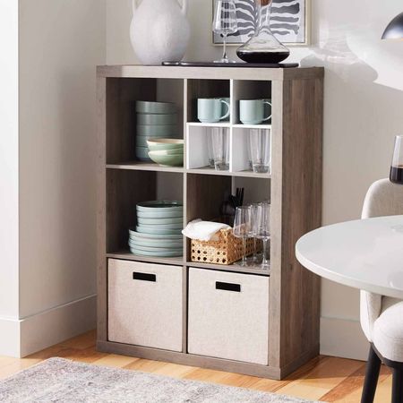 Rustic Gray Cube Organizer with Flexible Placement