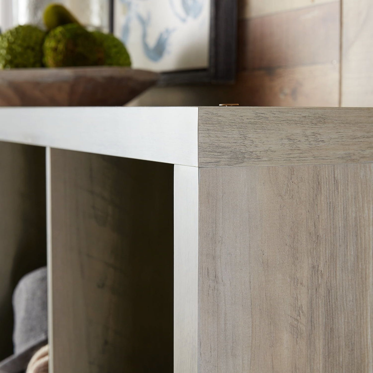 Rustic Gray Cube Organizer with Flexible Placement