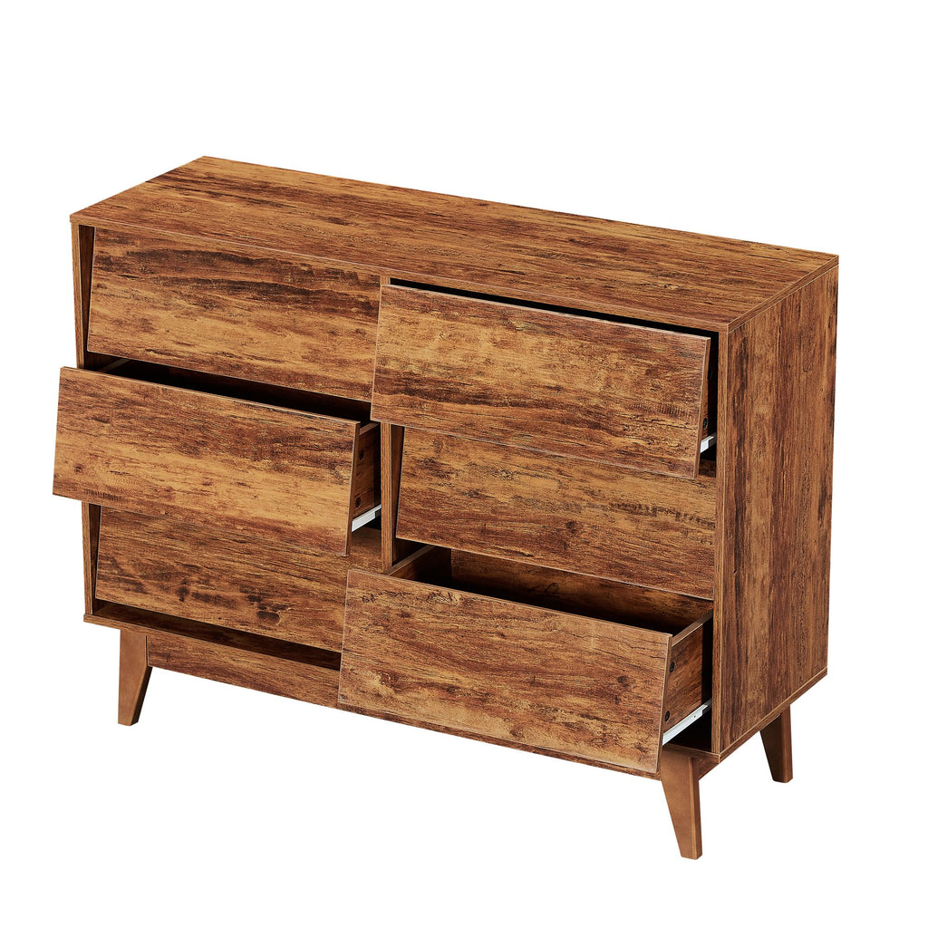 6-Drawer Double Dresser with Vintage Bevel Design
